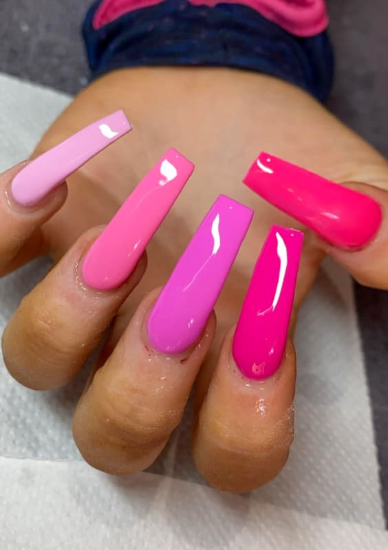 Long pink coffin nails
