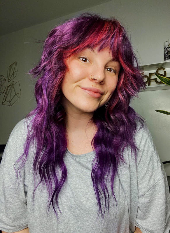 Long purple and orange hair