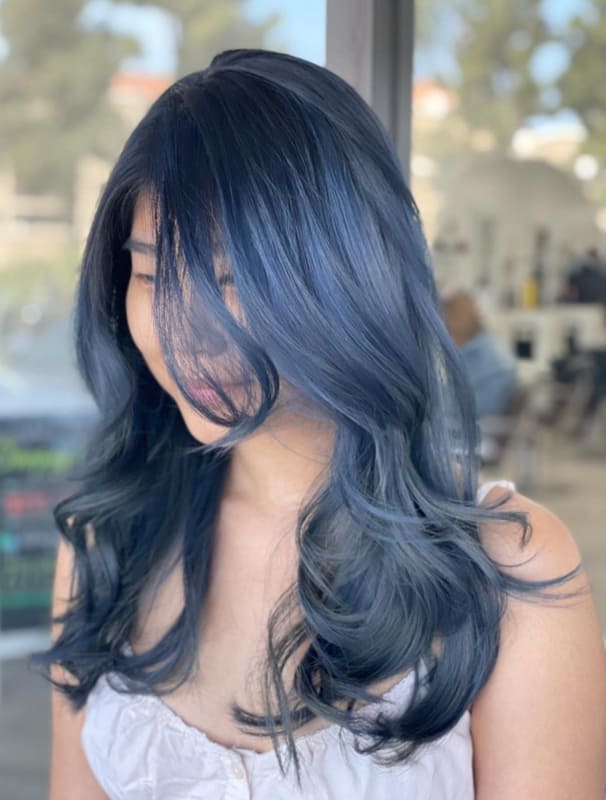 Long silver blue hair
