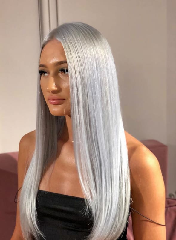 Long straight silver white hair