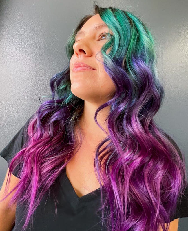 Long teal and purple hair