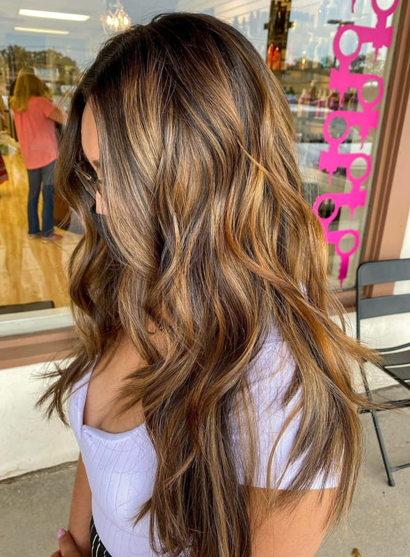 Long wavy caramel hair