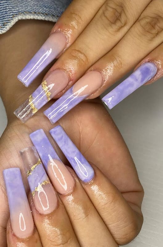 Marble lavender nails