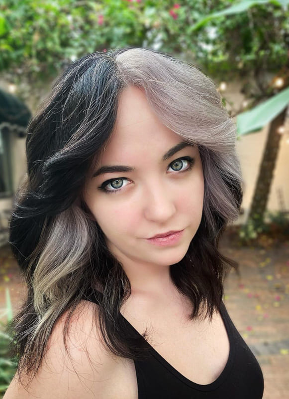 Medium black and silver hair