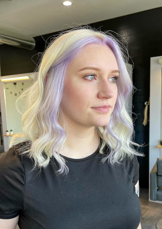 Medium bridesmaids lavender hair