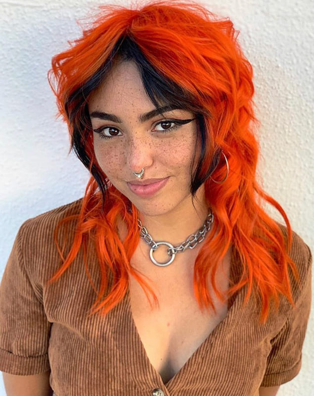Medium orange and black hair