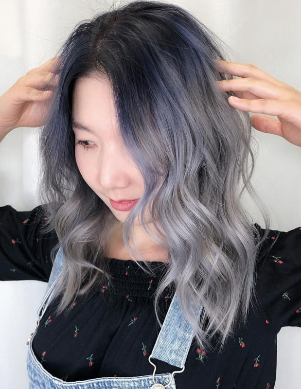 Medium silver ombre hair