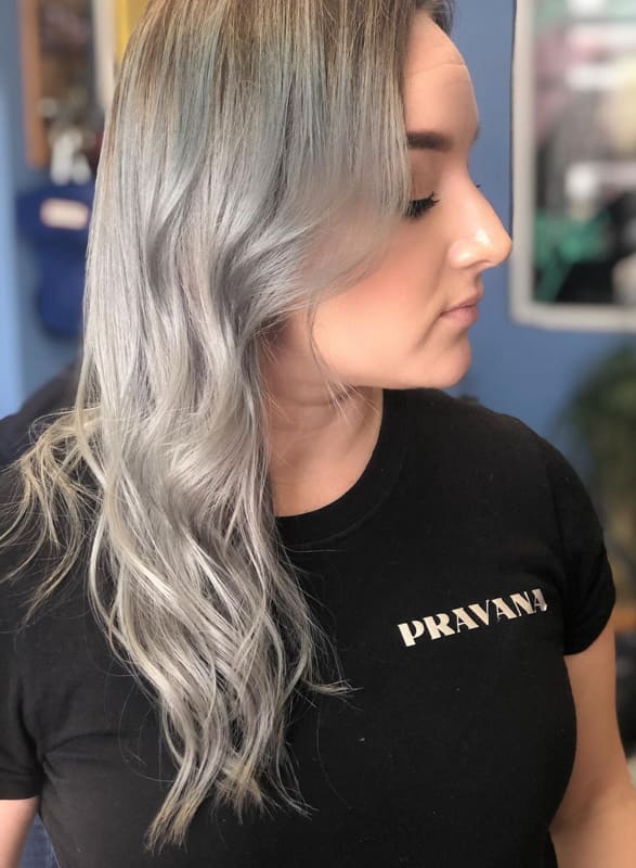 Medium smokey silver hair