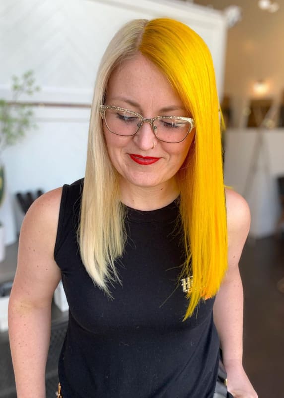Medium straight blonde yellow hair