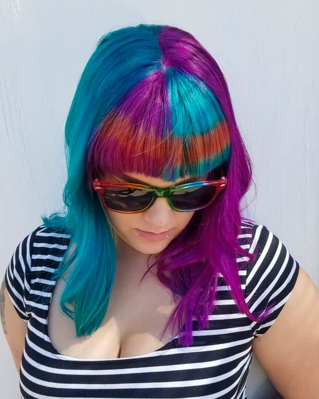 Medium teal and purple hair