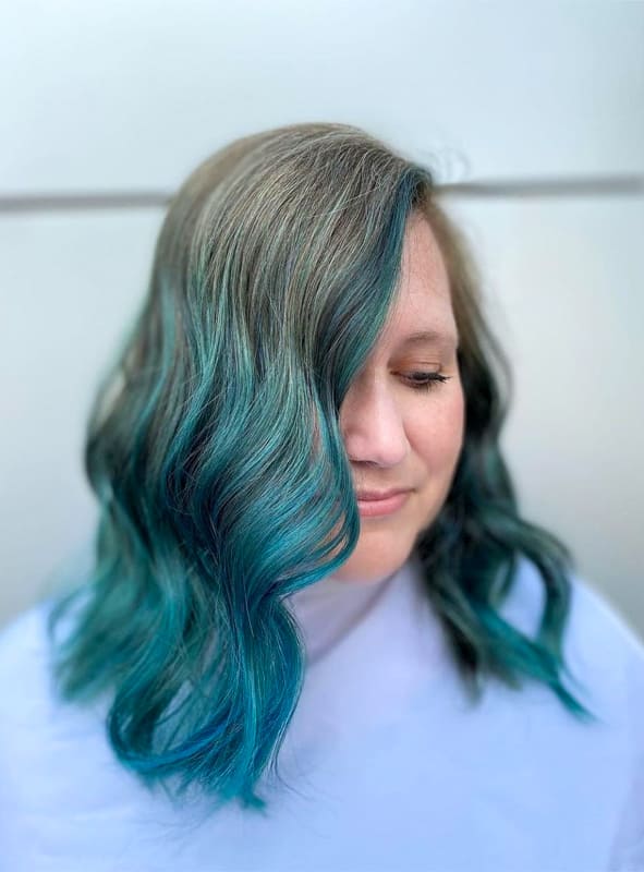 Medium teal ombre Hair