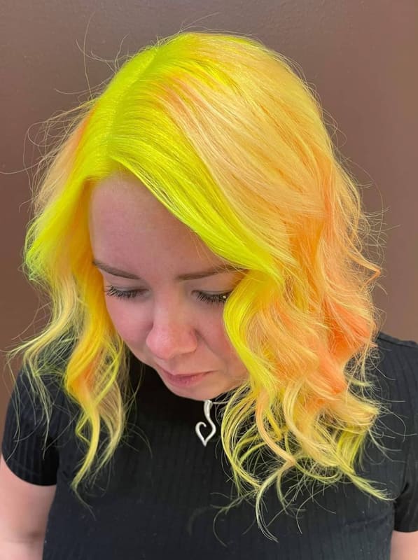 Medium wavy neon yellow hair