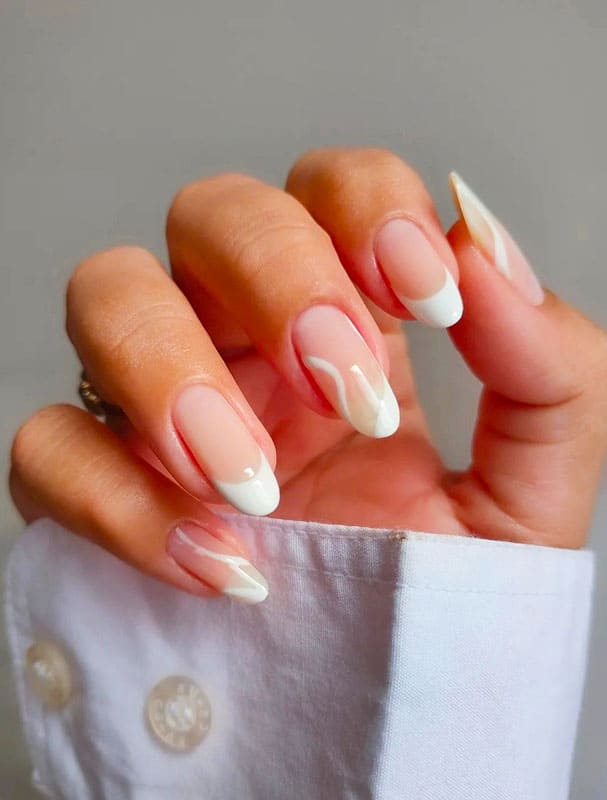 Nude French Tip Almond Nails