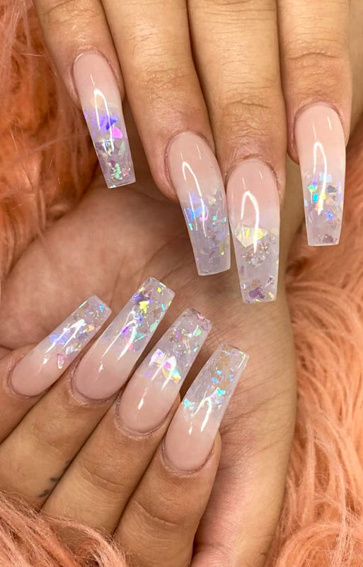 Ombre nude coffin nails