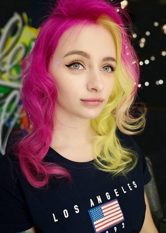 Pink and yellow hair