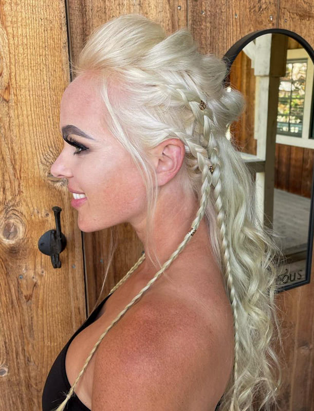 Platinum blonde viking braids