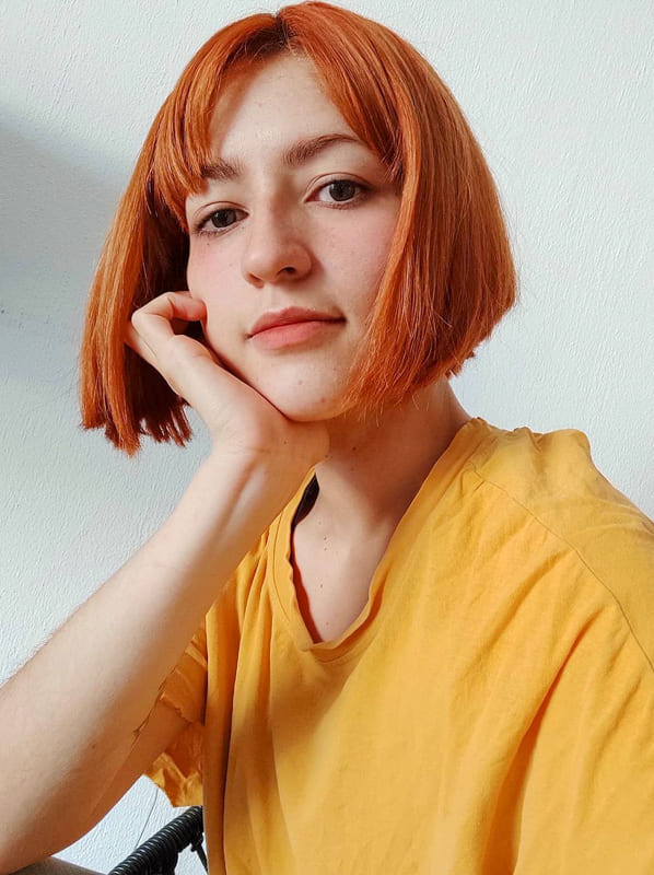 Short orange bob hair