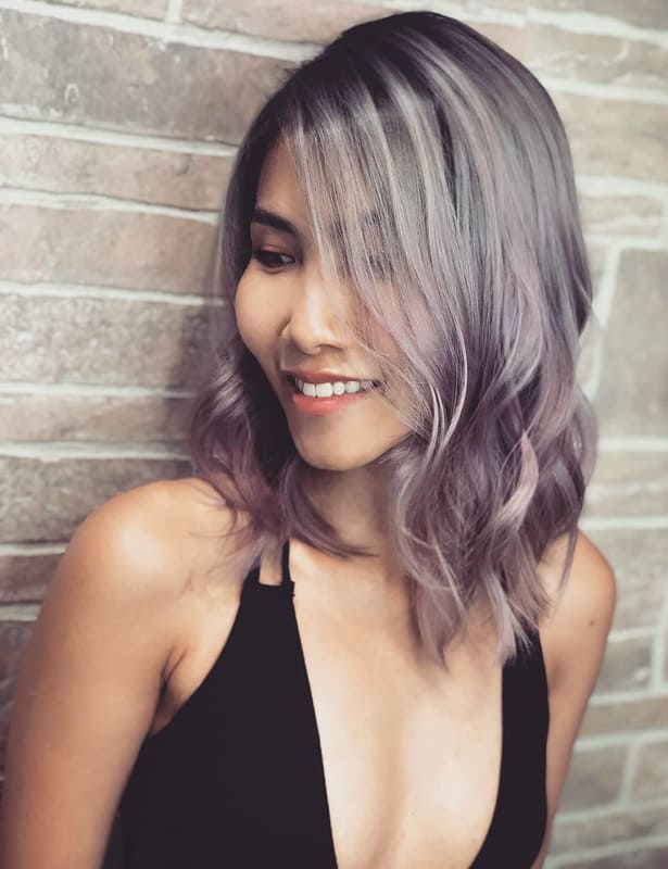 Short pastel silver purple hair