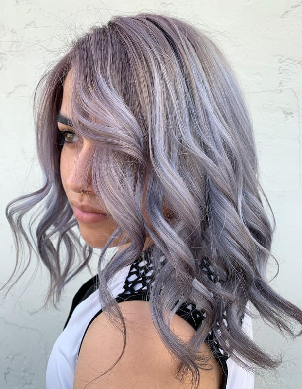 Short purple silver hair