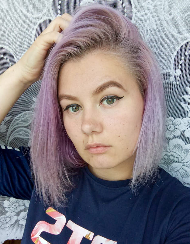 Short straight lavender hair