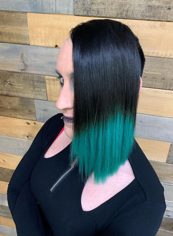 Short teal and black hair