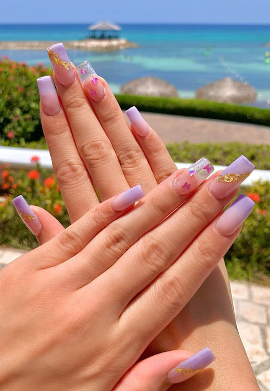 Summer ombre lavender nails