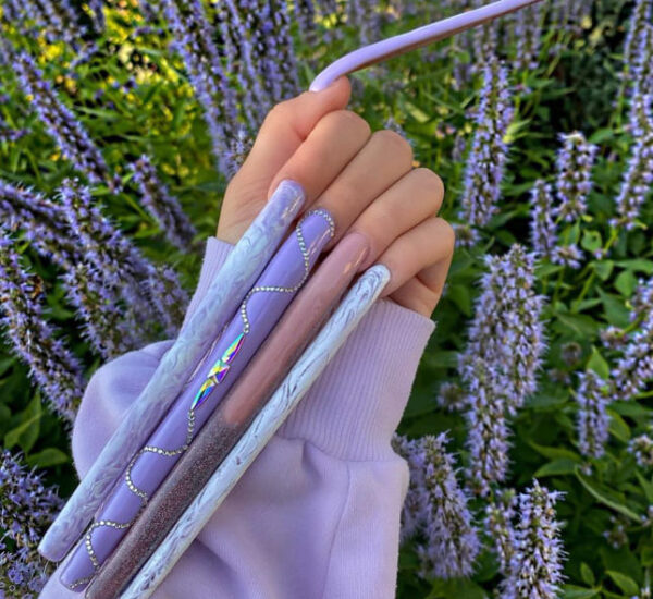 Ultra Long lavender nails