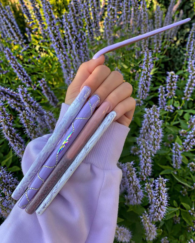 Ultra Long lavender nails