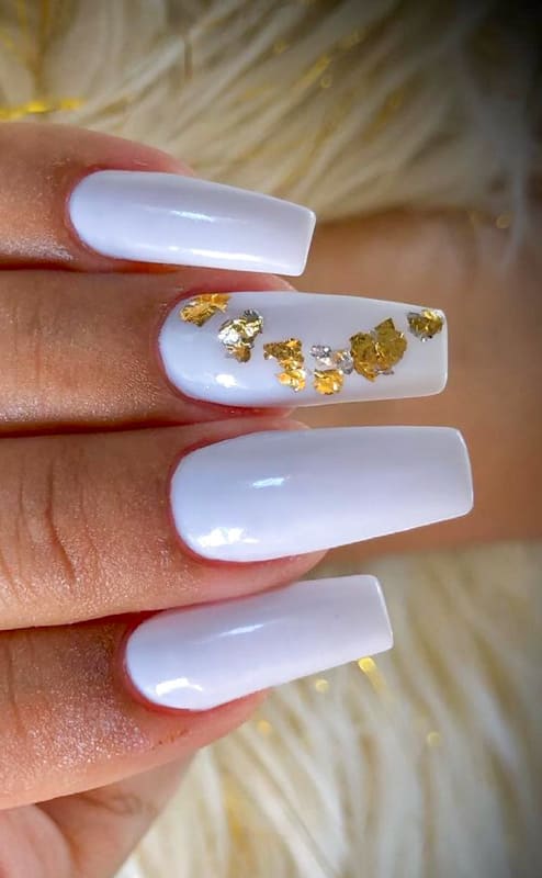 White and gold coffin nails