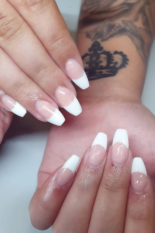 French tip coffin nails