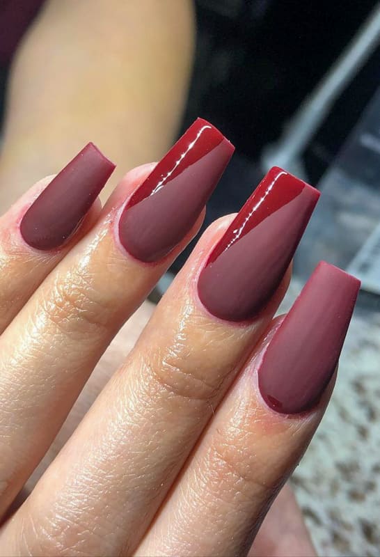 Matte maroon nails