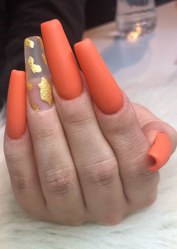 Matte orange nails