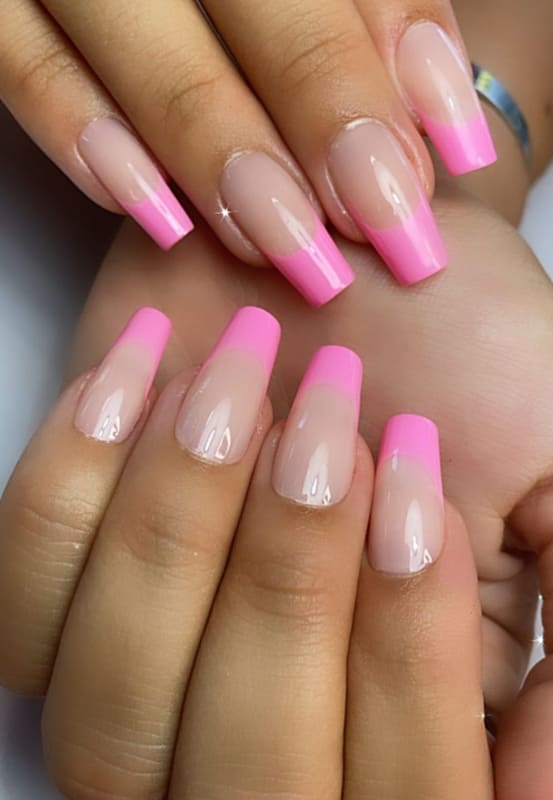 Pink french tip nails