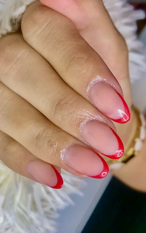 Red french tip nails