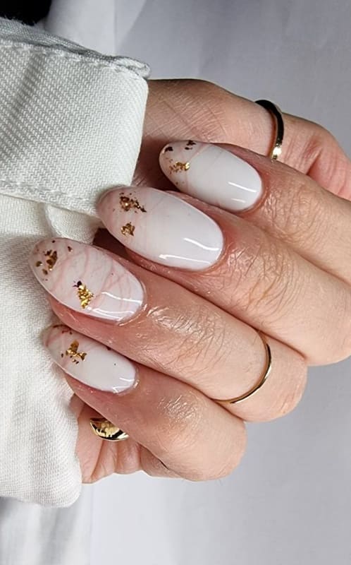 Rose gold almond nails