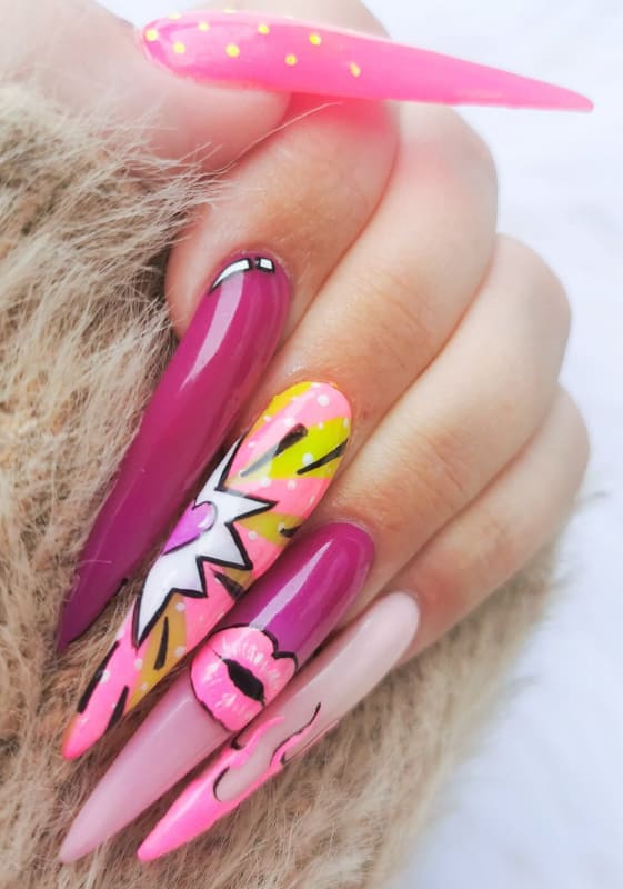 Beautiful Bold Women with Long Nails