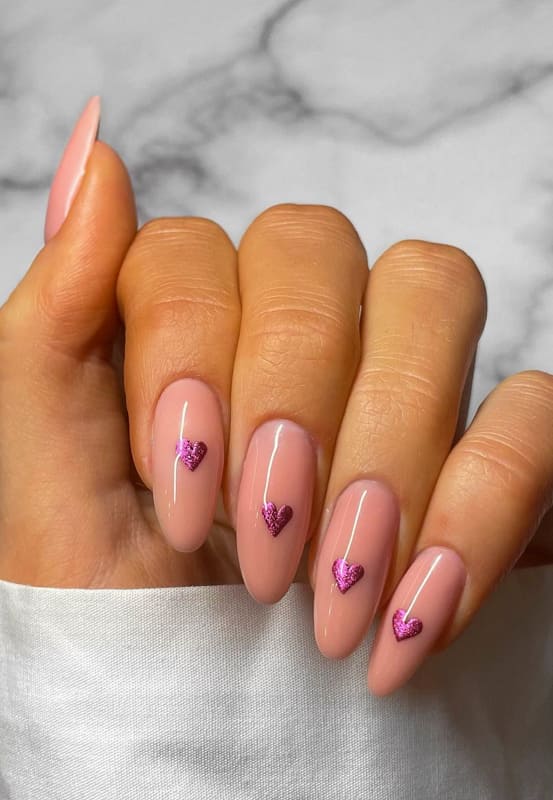 Almond shape soft pink nails