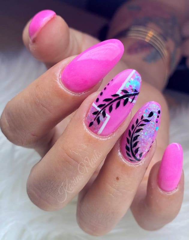 Barbie pink color nails