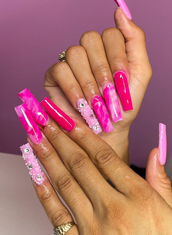 Dark pink coffin nails