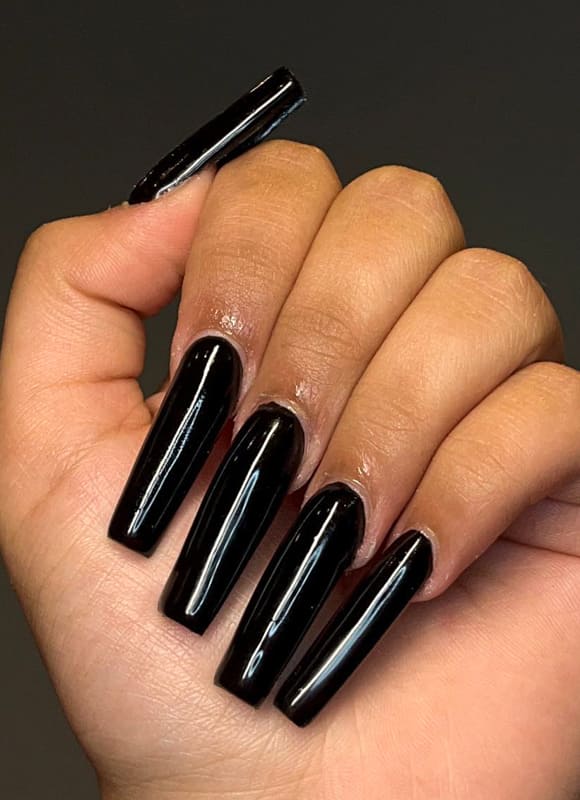 Long black coffin nails