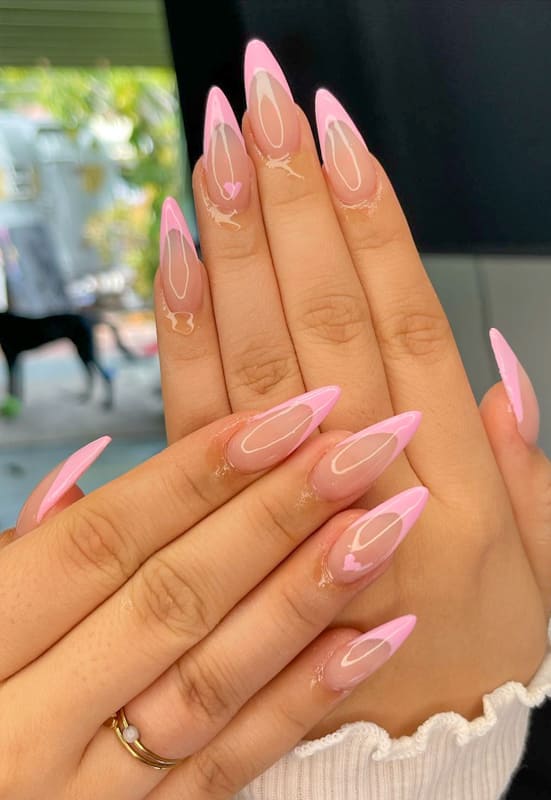 Pink french stiletto nails