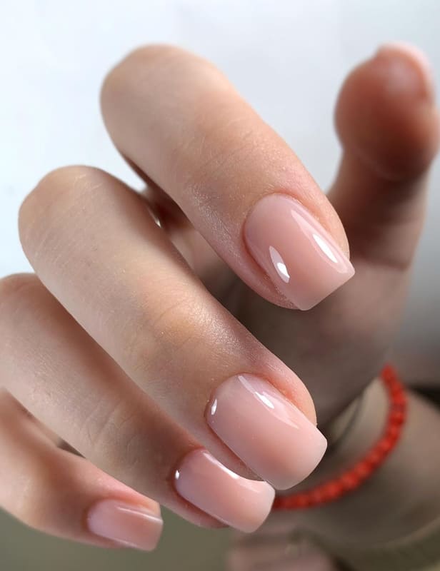 Short nude square nails