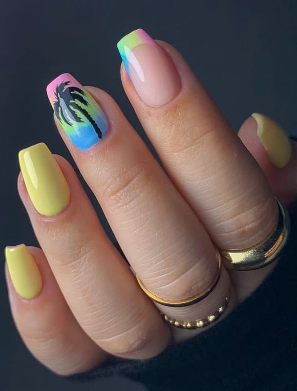 Short summer square nails