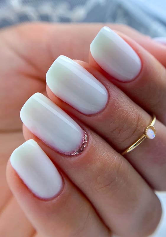 Short white acrylic nails