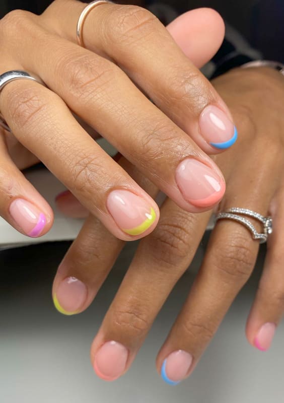 Spring french short acrylic nails