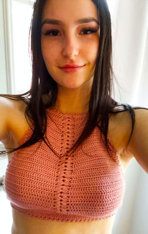 Amelia Pink Crochet Halter Top Free Pattern