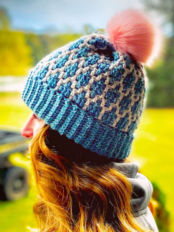 Blue Mosaic Crochet Hat Free Pattern