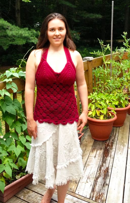 Celia Red Lace Halter Crochet Top Free Pattern