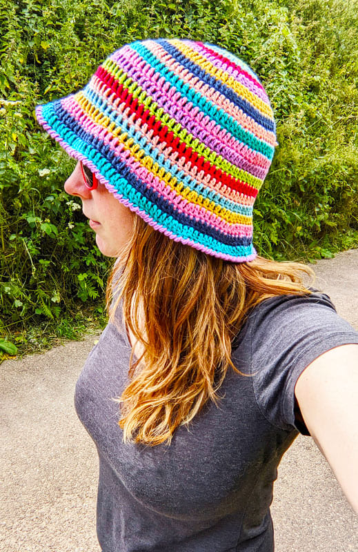 Cotton Rainbow Bucket Hat Crochet Pattern