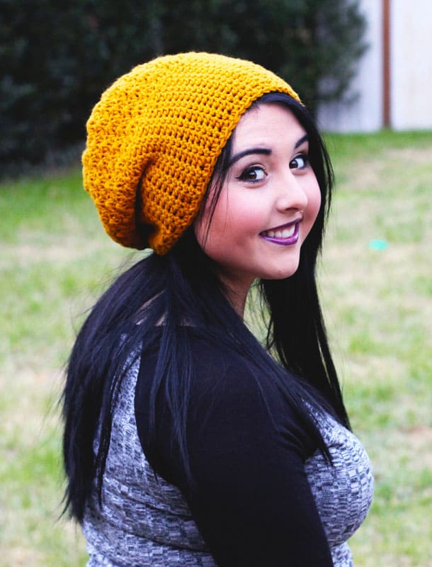 Half & Half Slouch Honey Crochet Hat Free Pattern